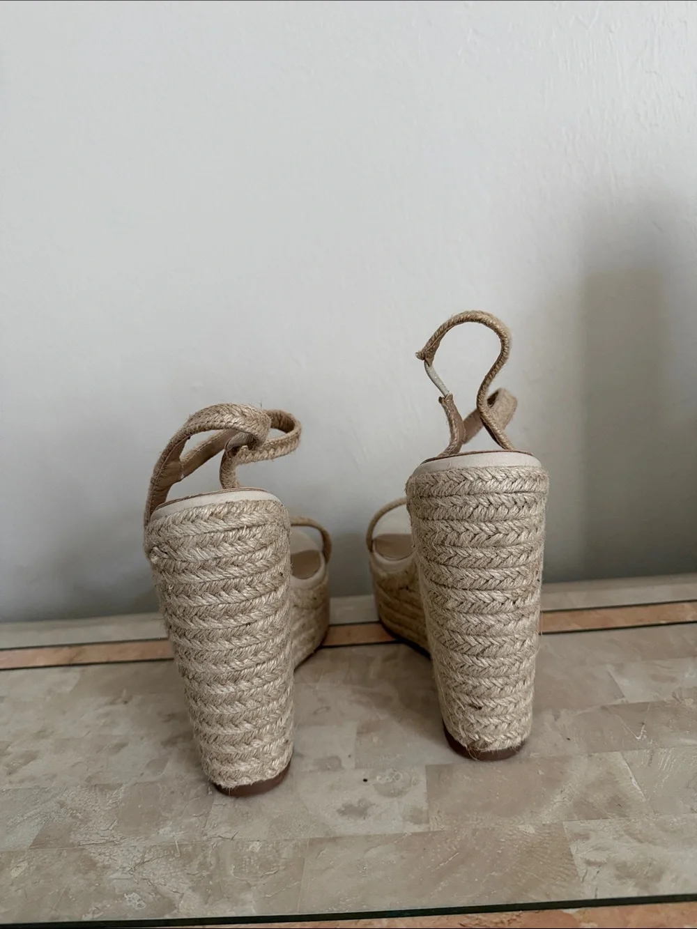 Neutral Jute Espadrille Wedge Sandals - Women